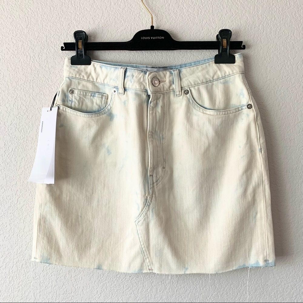 IRO acid wash denim mini skirt